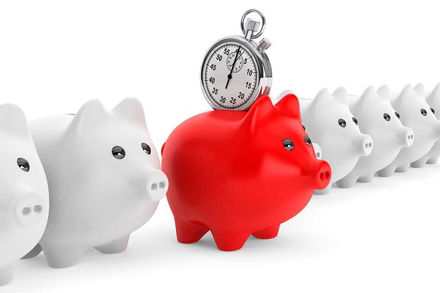 Piggy bank with clock